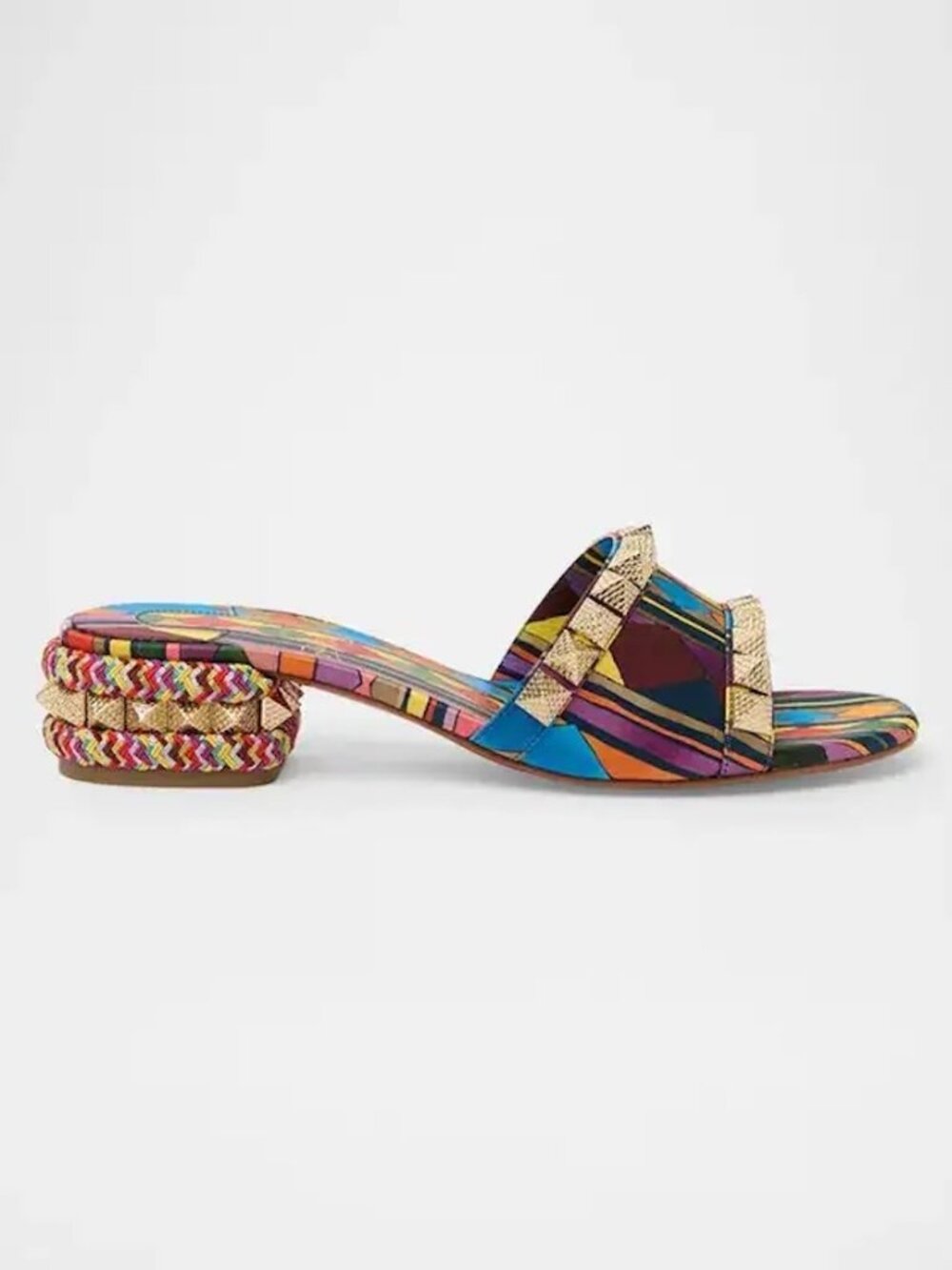 Christian Louboutin PYRAMULE 30 Silk Satin Mules Slides Sandals Heels